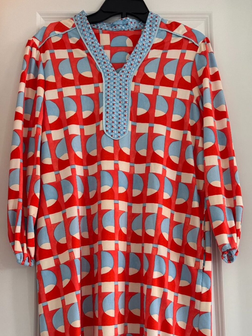 J. McLaughlin Catalina Cloth Orange & Turquoise Geometric Dress Size M | Tunic S